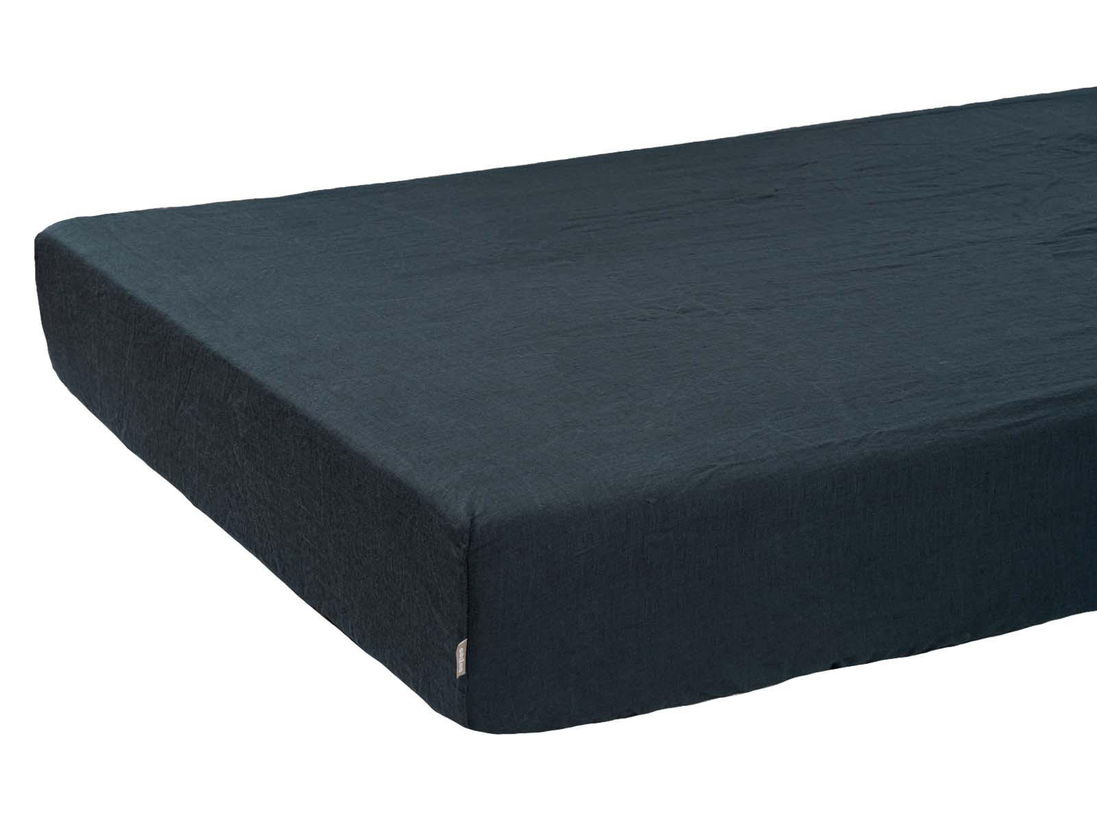 SPANNBETTTUCH reines Leinen tiefsee-blau 90/200 cm - Dunkelblau, Naturmaterialien (90/200cm) - beties Heimtextil