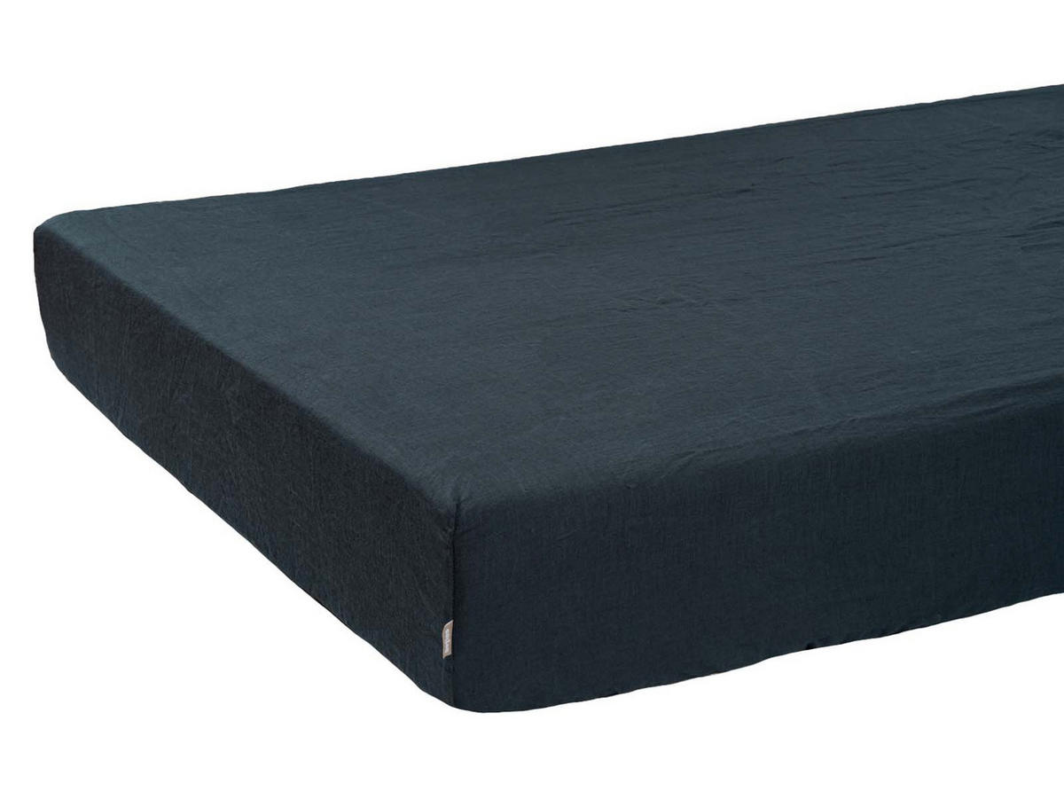 SPANNBETTTUCH reines Leinen tiefsee-blau 90/200 cm - Dunkelblau, Naturmaterialien (90/200cm) - beties Heimtextil