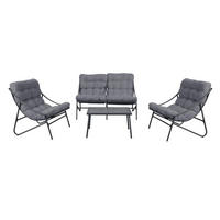 SET DE MOBILIER DE GRĂDINĂ VIBE, 4 piese, cu canapea, fotolii și masă - gri, compozit lemnos - RAUMHIRSCH FURNITURE