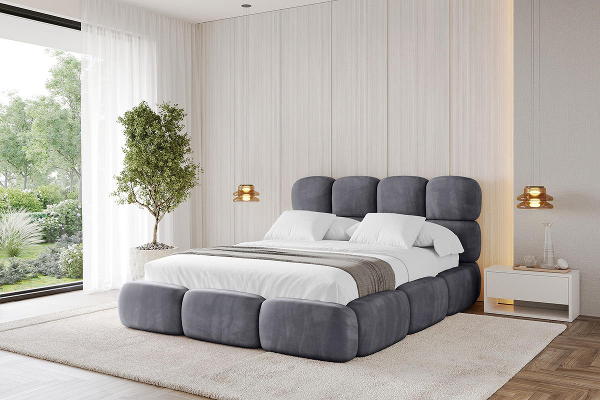 POLSTERBETT mit Bettkasten und Lattenrost, Bett mit Matratze H3/H4 - NOMA 120x200 Dunkelgrau - Dunkelgrau, Holzwerkstoff/Textil (120/200cm) - ALTDECOR
