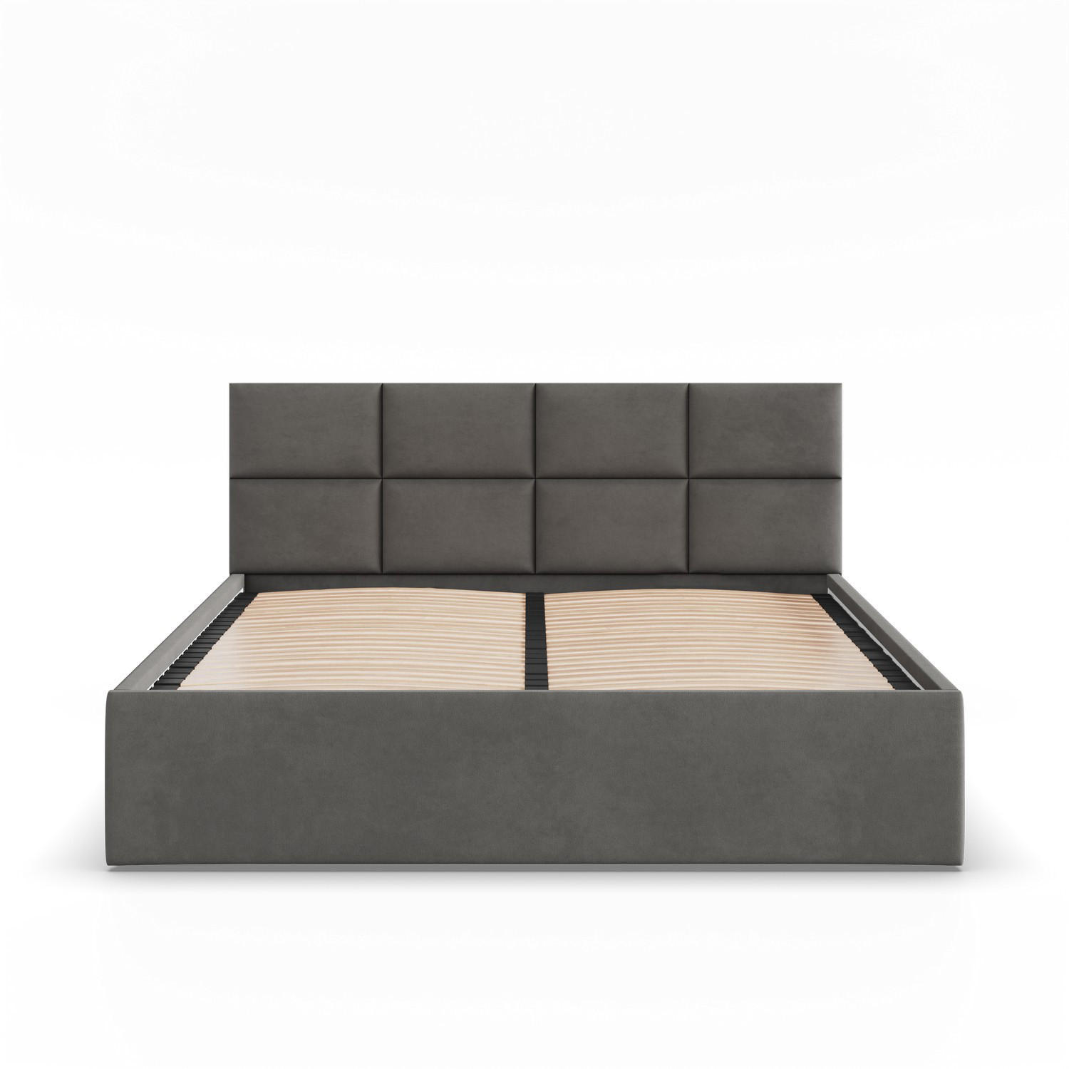 POLSTERBETT MIT KOPFTEIL 180x200 ohne Bettkasten BORGO, Grau - Graphitfarben, Textil (180/200cm) - Mebligo