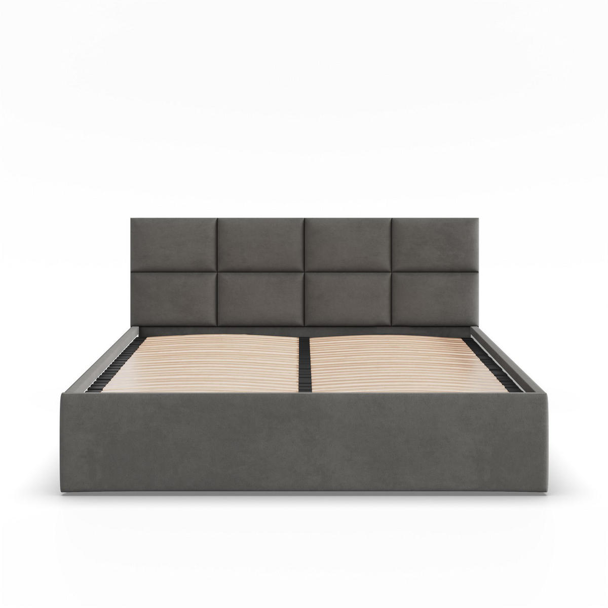 POLSTERBETT MIT KOPFTEIL 180x200 ohne Bettkasten BORGO, Grau - Graphitfarben, Textil (180/200cm) - Mebligo