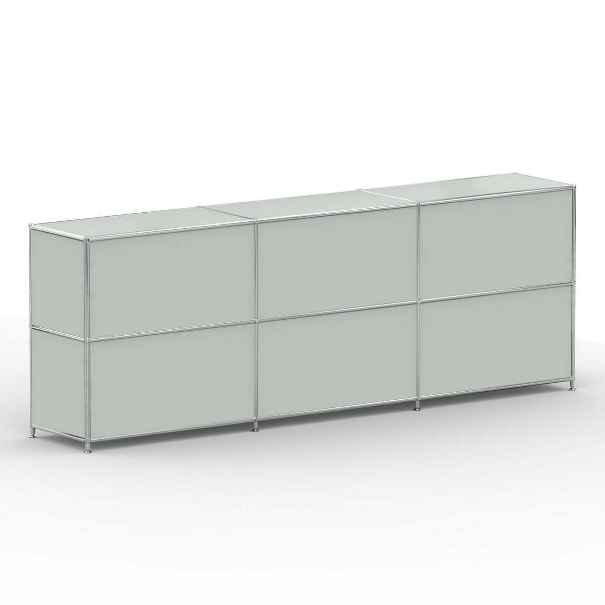AKTENSCHRANK Büro, 6 offene Fächer, Breite 227 cm, Lichtgrau - Chromfarben/Hellgrau, Metall (40/80.5/227.2cm) - Versee