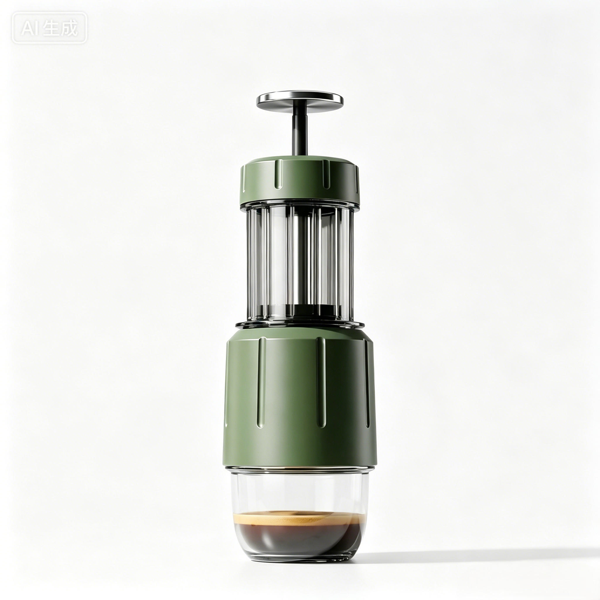 KAFFEEBEREITER für unterwegs, tragbar + kompakt - Grün, Metall (7.8/20.5/7.8cm) - BEXEVUE