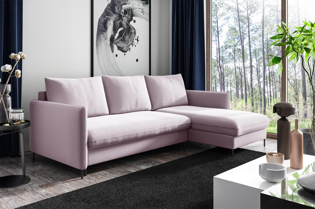 ECKSOFA Belis, Rosa, Sofa mit Schlaffunktion - Rosa, Textil (216/165cm) - Bettso