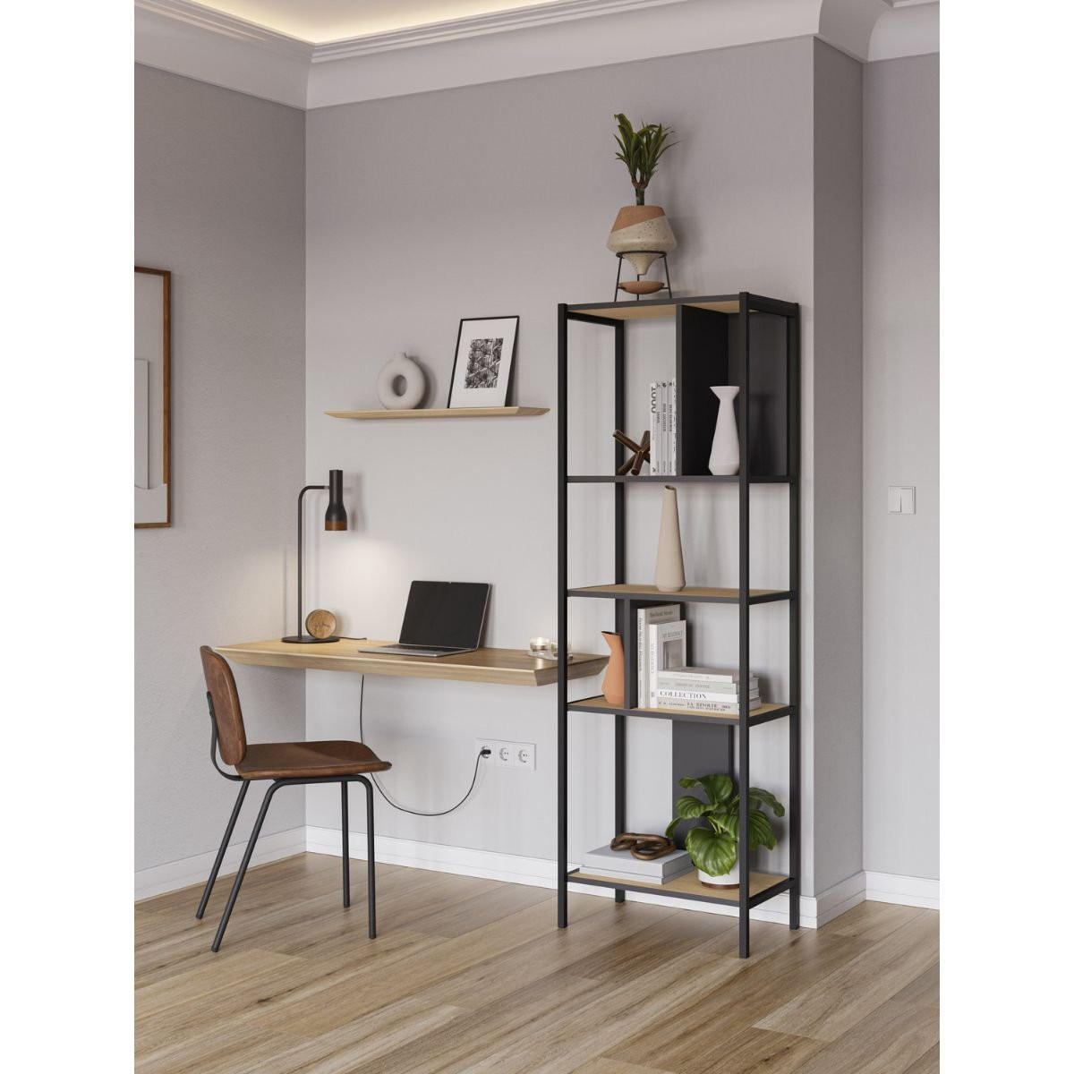 REGAL mit Metallbeinen H175 cm - Alabama - Apfelbaumfarben, Holzwerkstoff (35/175/58cm) - Calicosy