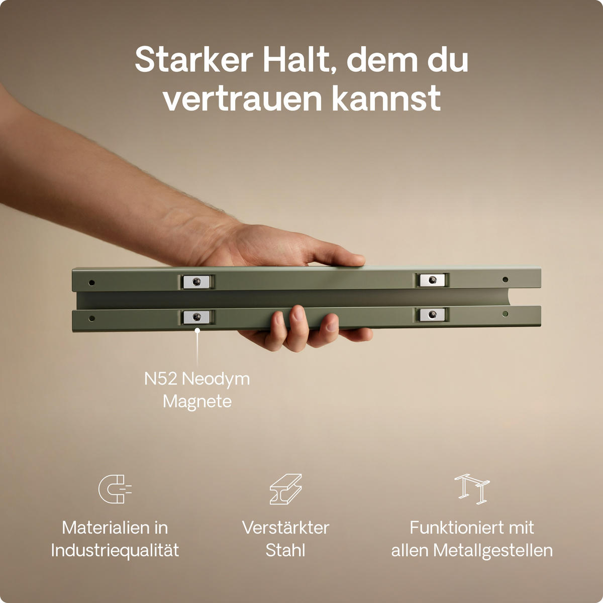 MAGNETISCHER Kabelkanal Schreibtisch Grün, 37x5x2,5cm - Grün, Metall (37/5/2.5cm) - Desktronic