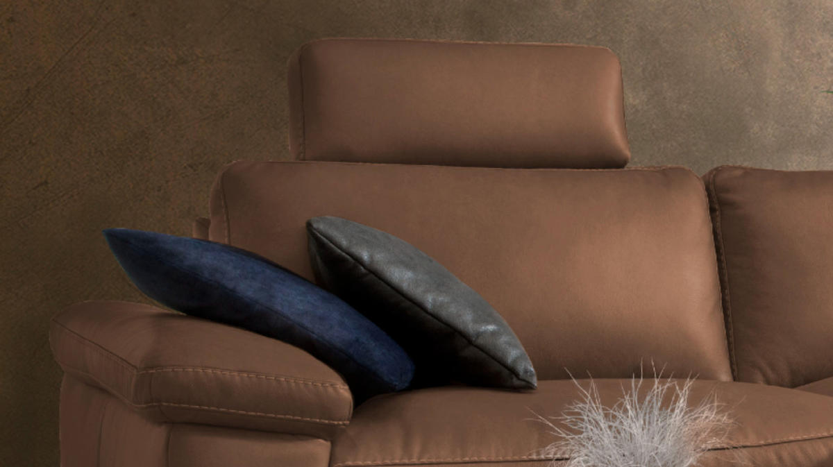 ECKSOFA MOTORISCH. RELAXFUNKTION LOLA Braun Leder - Dunkelbraun/Schwarz, Leder (233/178cm) - KAWOLA