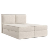 BOXBETT Bergen Hellbeige 140/200 cm mit Matratze - Beige/Schwarz, Holz/Holzwerkstoff (140/200cm) - Maison de Reve