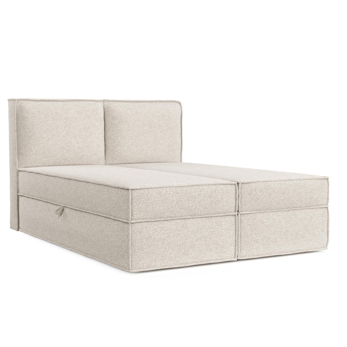 BOXBETT Bergen Hellbeige 140/200 cm mit Matratze - Beige/Schwarz, Holz/Holzwerkstoff (140/200cm) - Maison de Reve