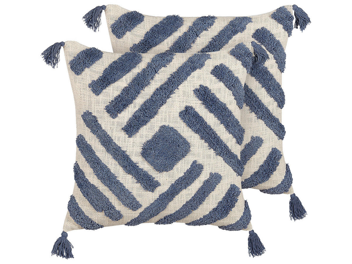 DEKOKISSEN 2er-Set Hellbeige 45/45 cm Jacaranda - Beige, Naturmaterialien/Textil (45/45cm) - Beliani
