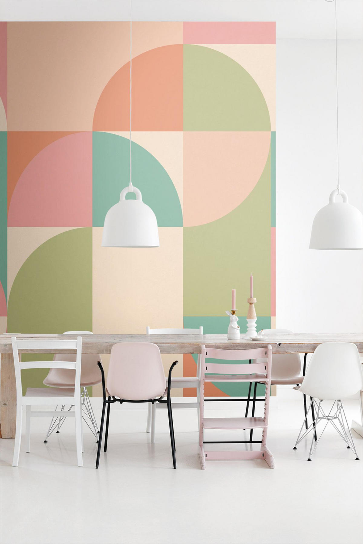FOTOTAPETE Kreise im Bauhaus-Stil 2.5 x 2.79 m - Multicolor, Papier (250/279cm) - ESTAhome