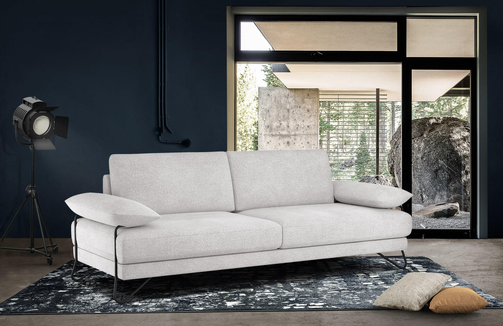 SOFA LORI 3-Sitzer, creme - Creme/Schwarz, Holzwerkstoff/Textil (245/87/96cm) - Courtois Laville