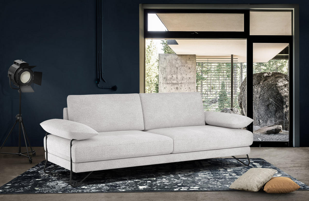 SOFA LORI 3-Sitzer, creme - Creme/Schwarz, Holzwerkstoff/Textil (245/87/96cm) - Courtois Laville