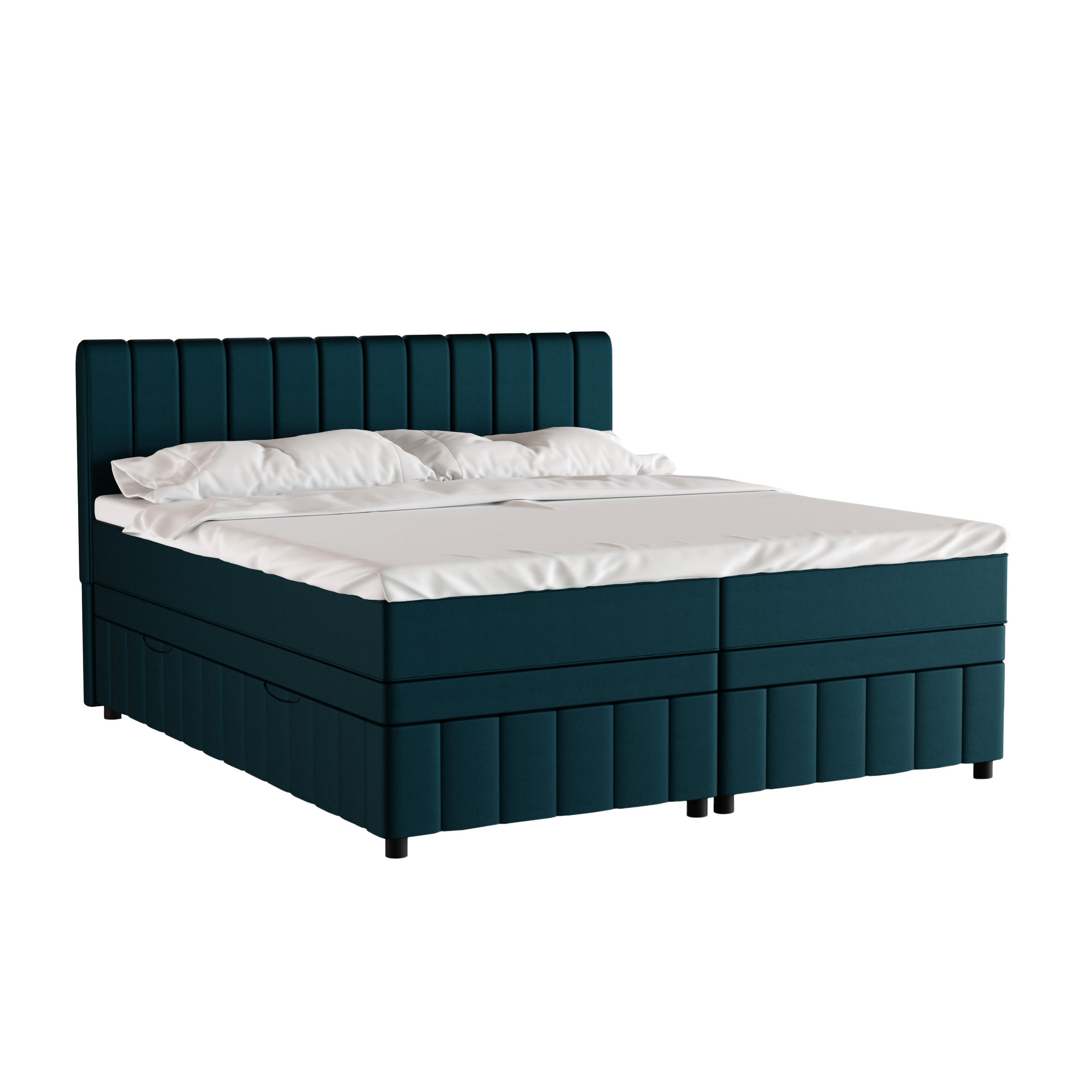 BOXBETT AVALON 180 x 200 cm mit Bettkasten und Topper - Türkis - Türkis, Holz - Panda Möbel