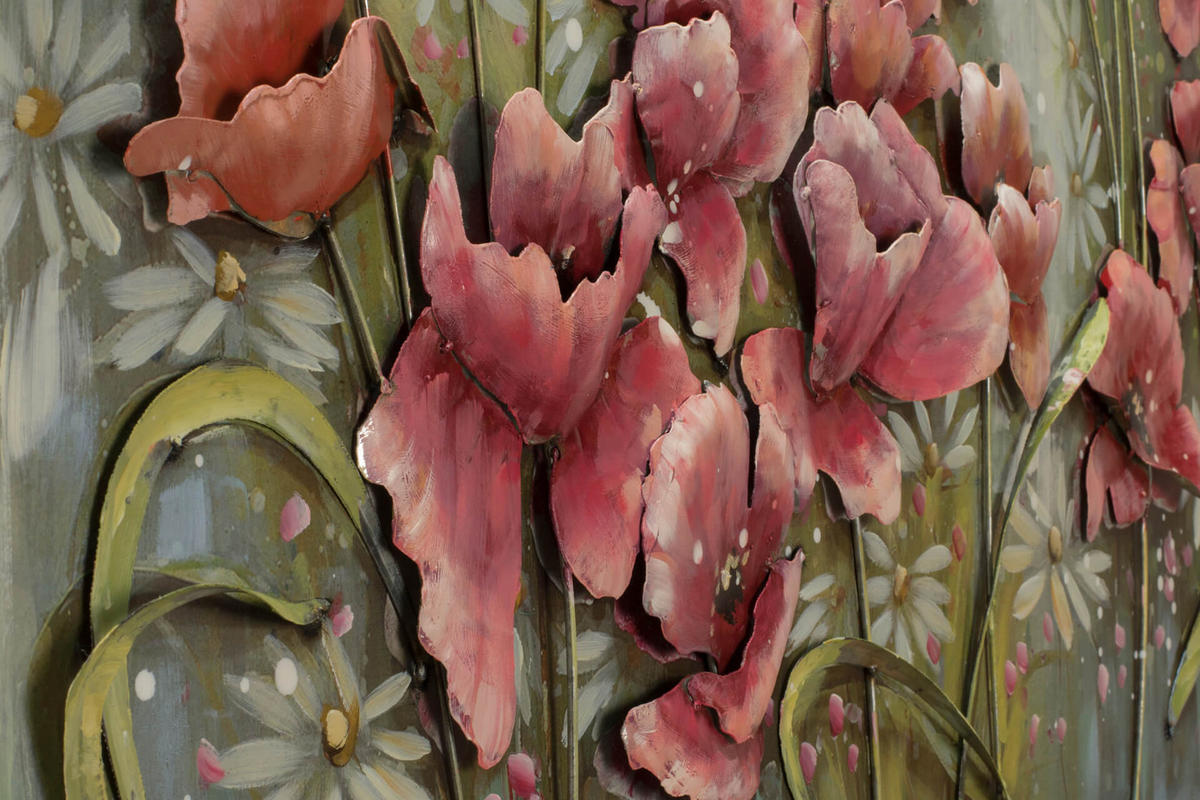 METALLBILD Rosa 120/60 cm - Pink/Grün, Metall (5.5/60cm) - KUNSTLOFT