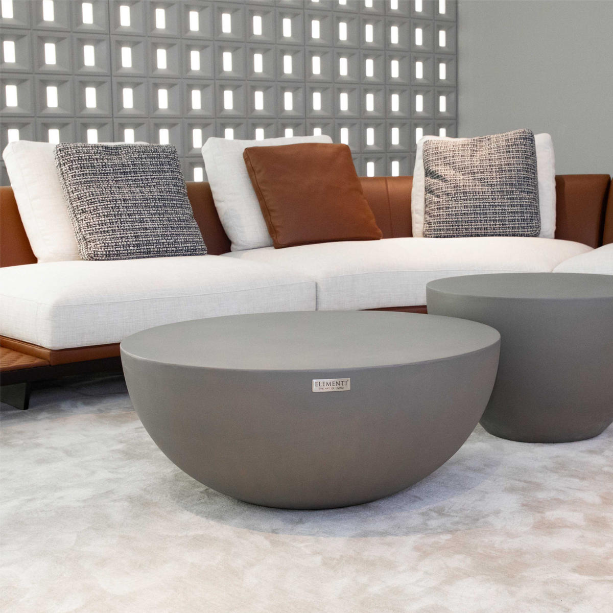 COUCHTISCH CHRONOS Mittel aus Beton 87 x 87 x 35 cm - Grau, Naturmaterialien (87/87/35cm) - Elementi