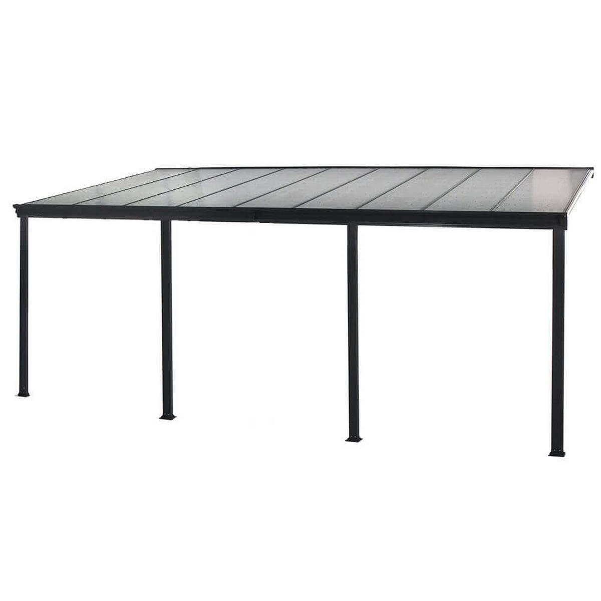 TERRASSENÜBERDACHUNG SOLIS - Farbe: Grau, Größe: 618 / 625 x 303 / 300 x 278 / 226 cm - Grau, Kunststoff (618/278/303cm) - Home Deluxe