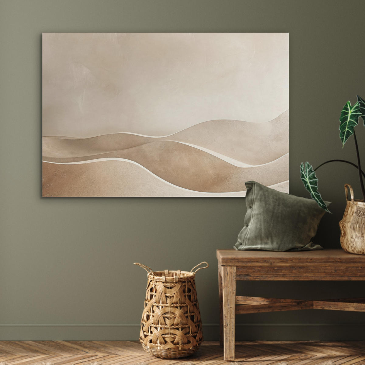 AKUSTIKPANEEL Beige - Natur - Abstrakt - Modern 100x70 cm - Beige, Textil (100/0.9/70cm) - MuchoWow