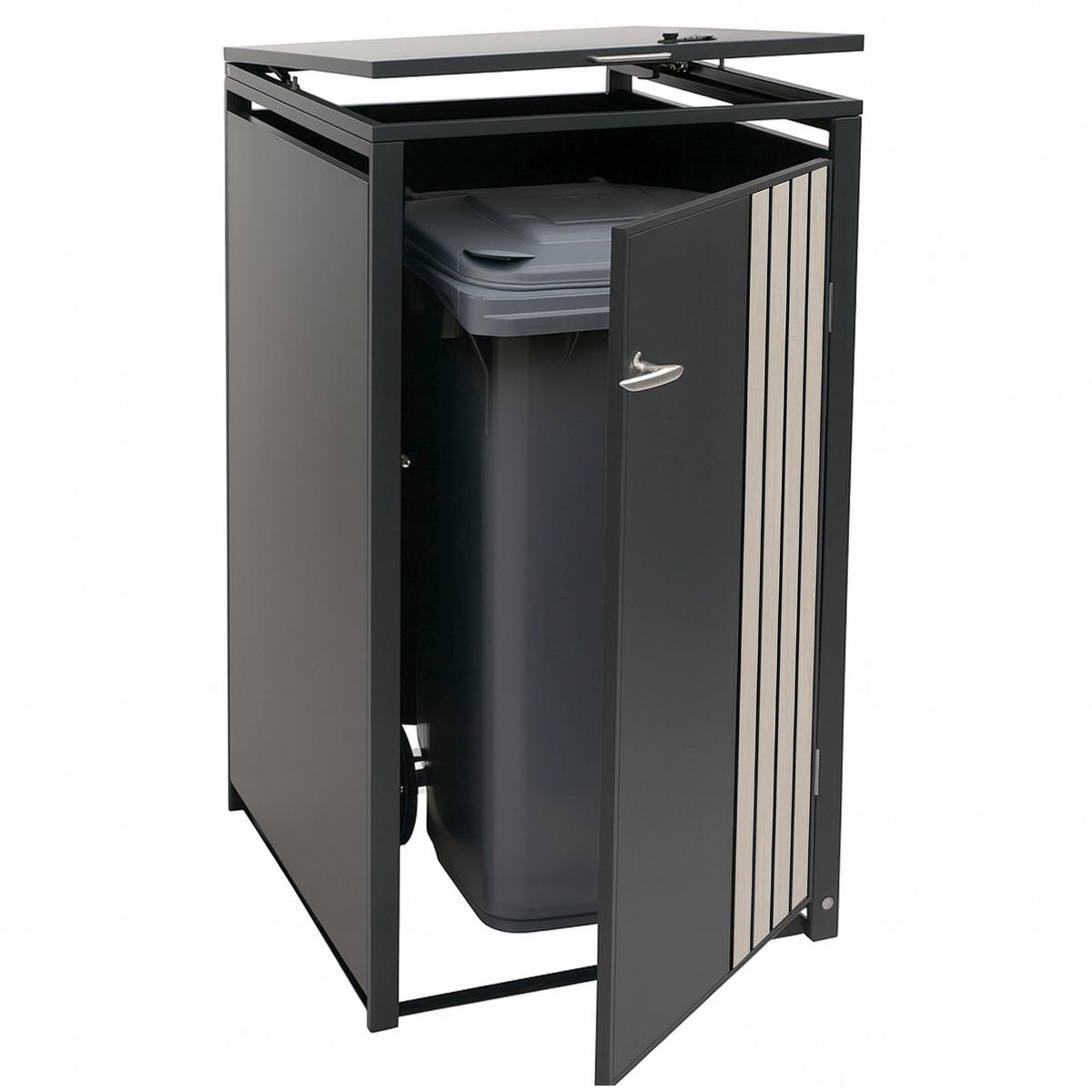 1ER-MÜLLTONNENVERKLEIDUNG Anthrazit, Hellbraun - Hellbraun/Anthrazit, Metall (68/122/84cm) - MCW