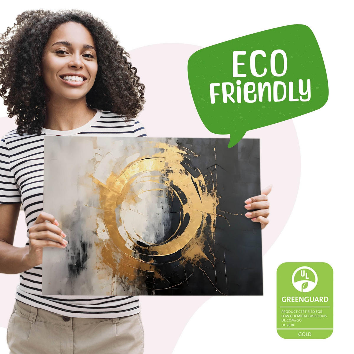 LEINWANDBILD Abstraktion Moderne Muster Glamour 30/20 cm - Beige/Schwarz, Textil (30/20cm) - Muralo