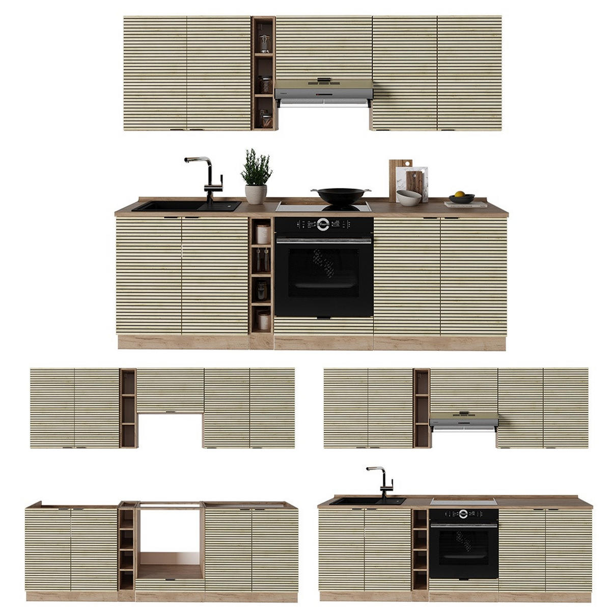 KUCHYŇSKÝ KOUT Fame-Line Dubový panel / dub Goldkraft 235 cm , PD Antracit - medově dubová/barva dubu, kompozitní dřevo (235/206.8/60cm) - Vicco