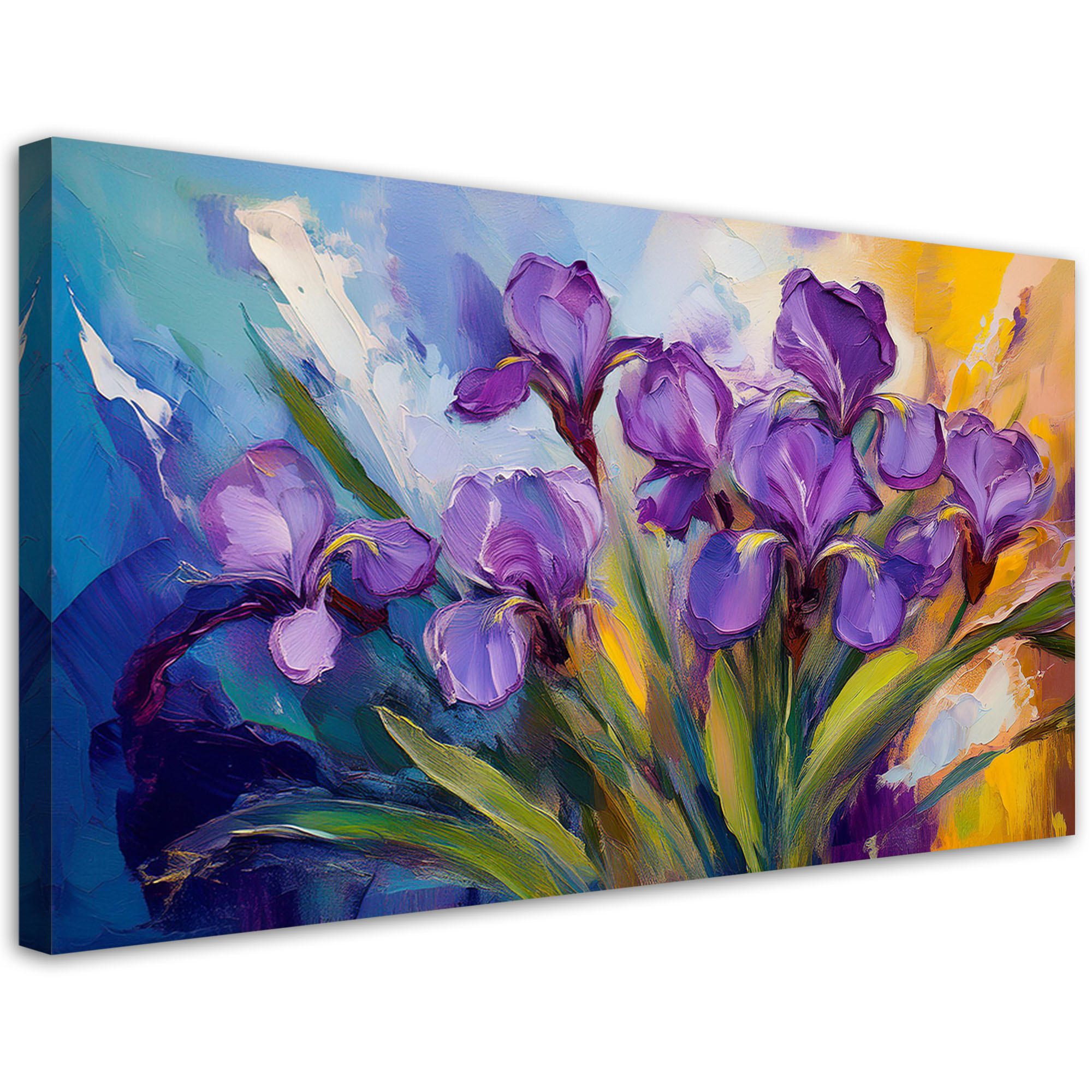 LEINWANDBILD Lila Pastellblumen-Iris 120x60cm - Lila, Textil (120/60cm) - Feeby