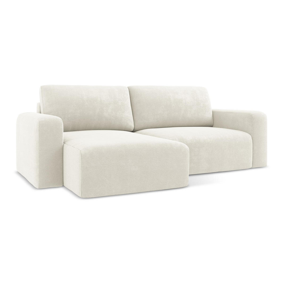 ECKSOFA mit Schlaffunktion links Chenille Stoff Weiß - Pink/Schwarz, Kunststoff/Textil (149/244cm) - LaMiaSofa