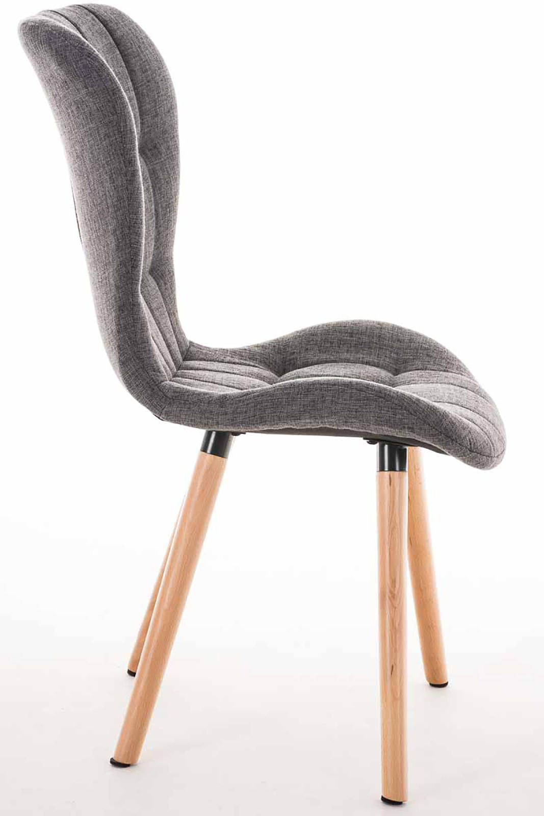 STUHL 4er Set Stoff hellgrau - Eukalyptusholzfarben/Hellgrau, Holz/Textil (50/88/63cm) - CLP