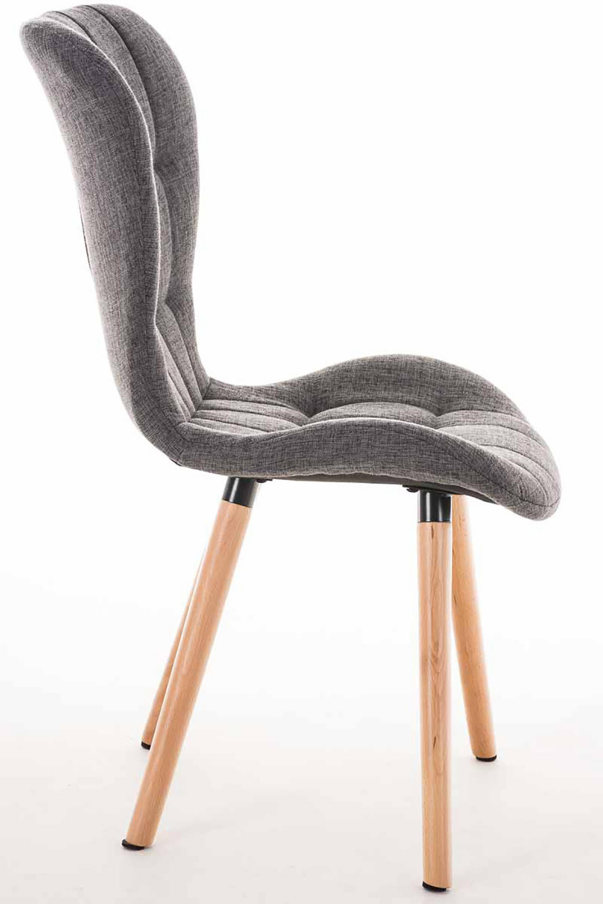 STUHL 4er Set Stoff hellgrau - Eukalyptusholzfarben/Hellgrau, Holz/Textil (50/88/63cm) - CLP