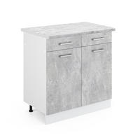 KÜCHENUNTERSCHRANK R-Line Beton 80 cm, AP Marmor - Schieferfarben/Weiß, Holzwerkstoff (80/81.6/60cm) - Vicco