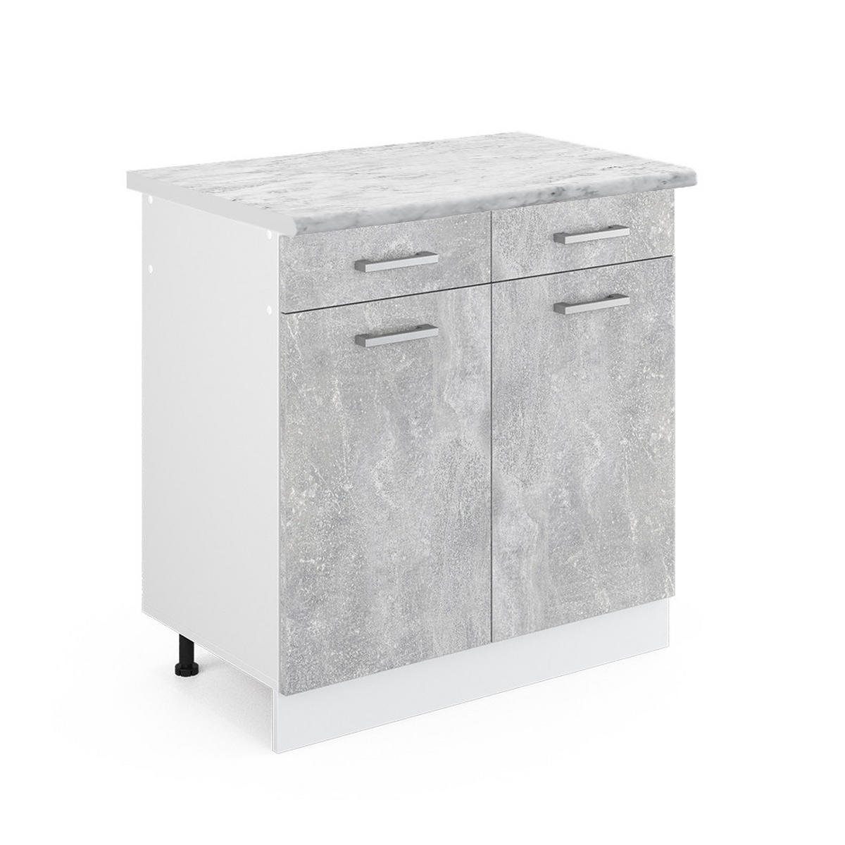 KÜCHENUNTERSCHRANK R-Line Beton 80 cm, AP Marmor - Schieferfarben/Weiß, Holzwerkstoff (80/81.6/60cm) - Vicco