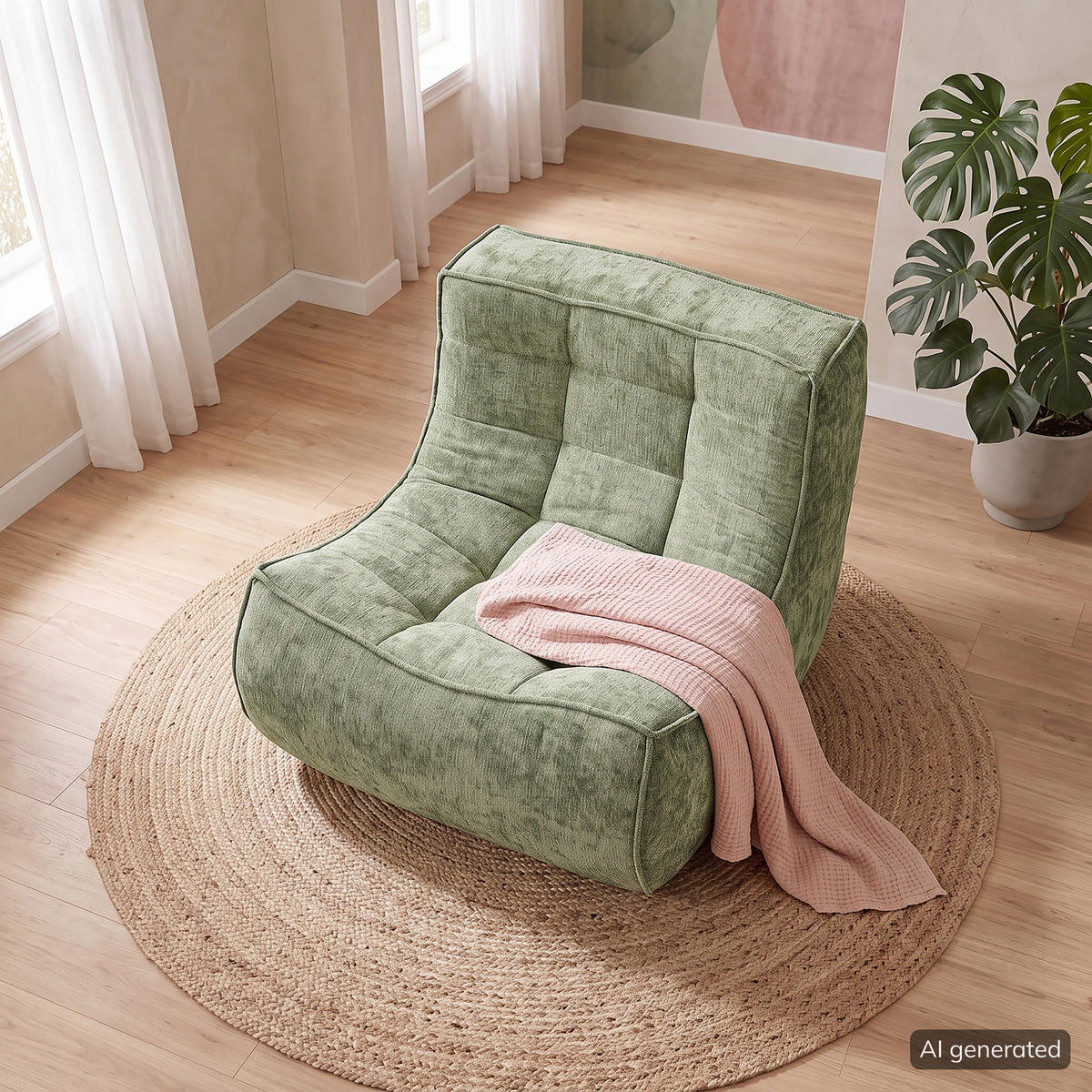 SESSEL - Bouclé - Grün, Textil (87/70/102cm) - home24