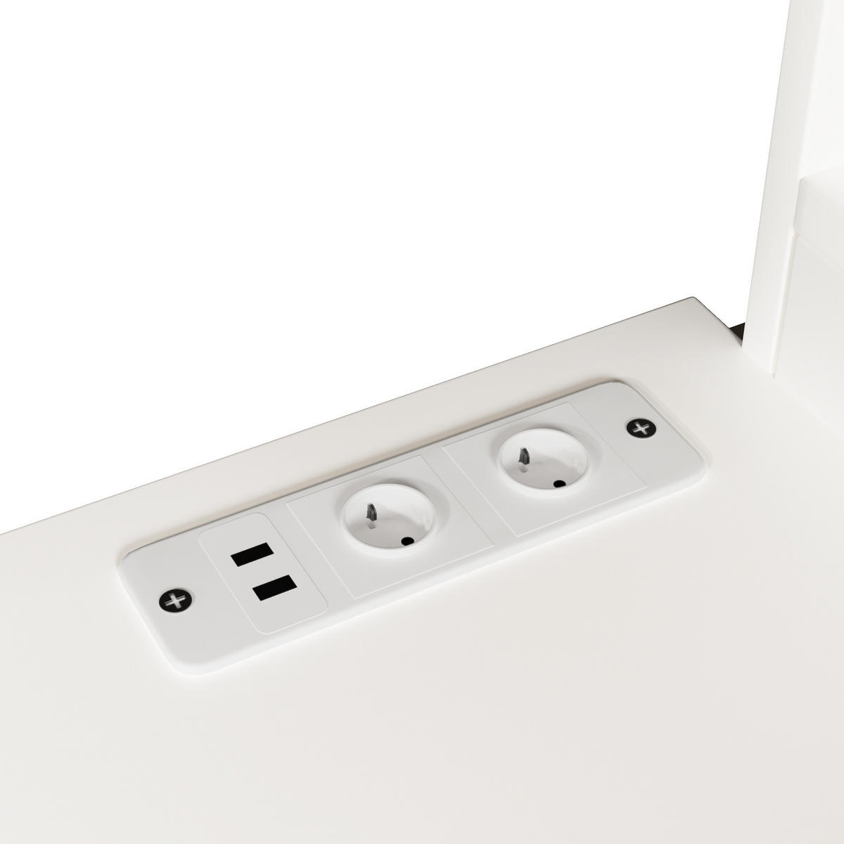 HOCHBETT 140/200 cm mit LED-Leuchten Fensterform Ablageleiter und Schreibtisch Weiß+Natur - Weiß, Holz (140/200cm) - OKWISH