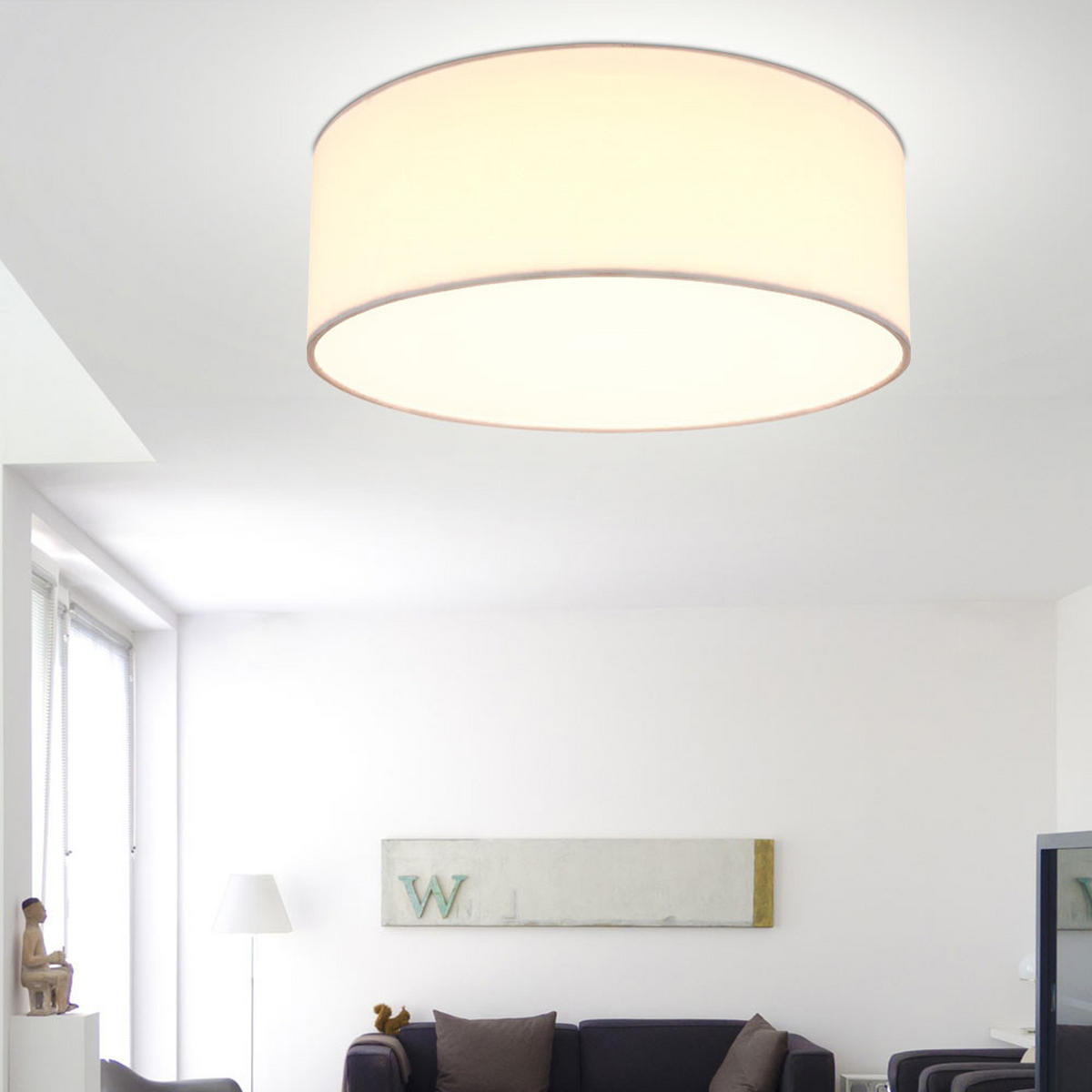 LED DECKENLEUCHTE Metall Textil Weiß - Weiß, Textil (30/30/12cm) - Globo Lighting