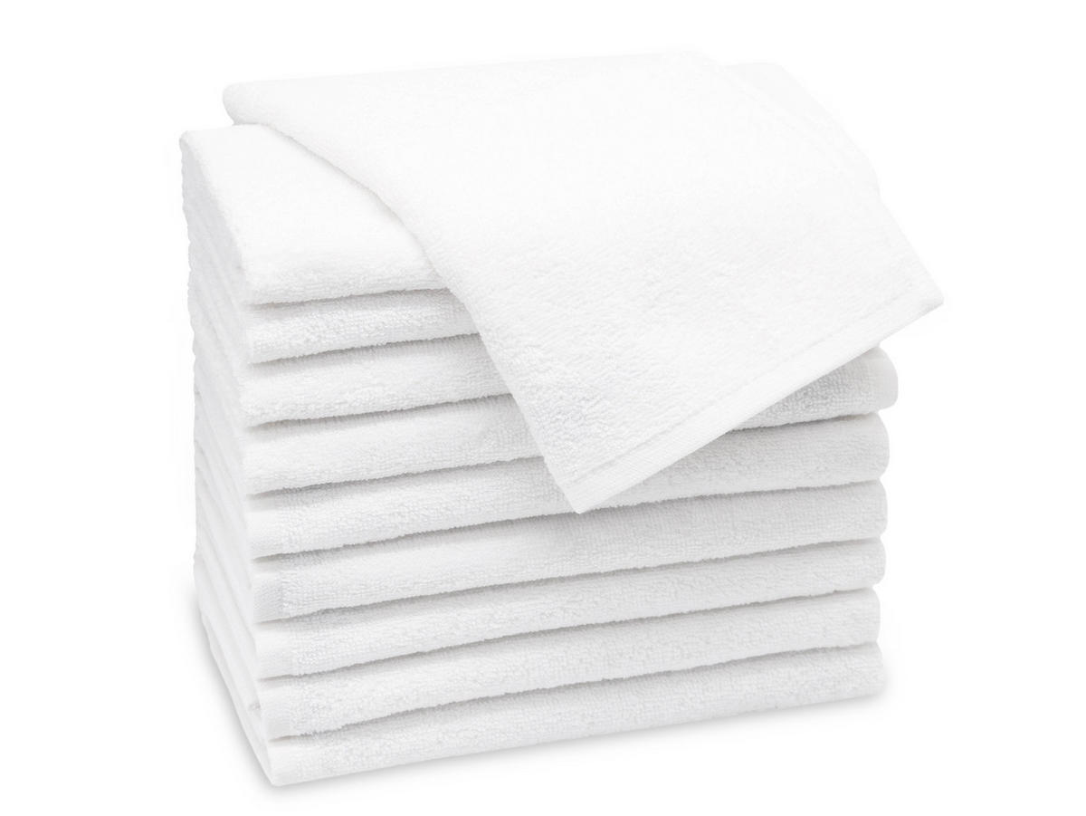GÄSTETÜCHER, 10er-Set, 30x50 cm, 100% Baumwolle, Weiß - Weiß, Textil (30/50cm) - Zollner