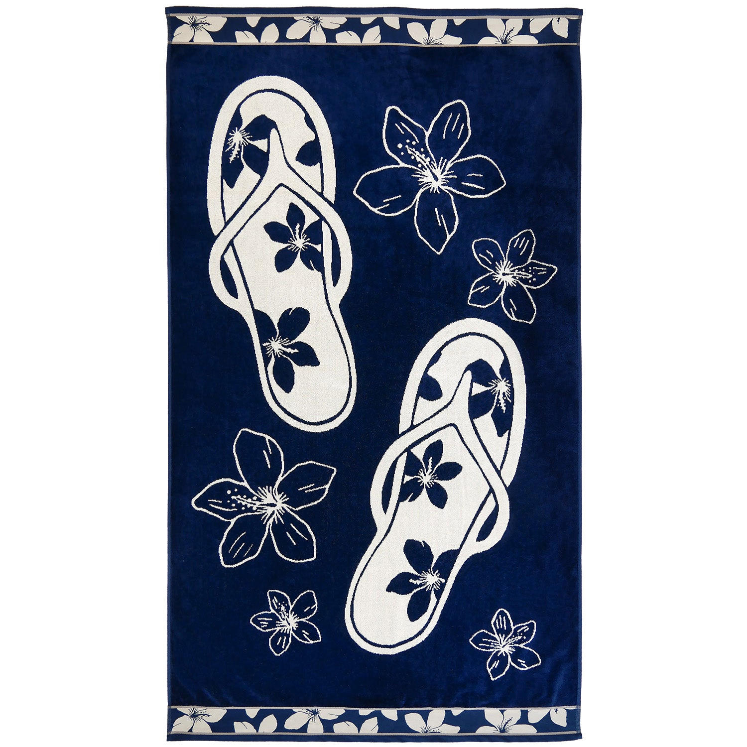 STRANDTUCH Frottee Samt Jacquard Blau 100x175 470g/m² - Patong - Blau, Textil (100/175cm) - LE COMPTOIR DE LA PLAGE