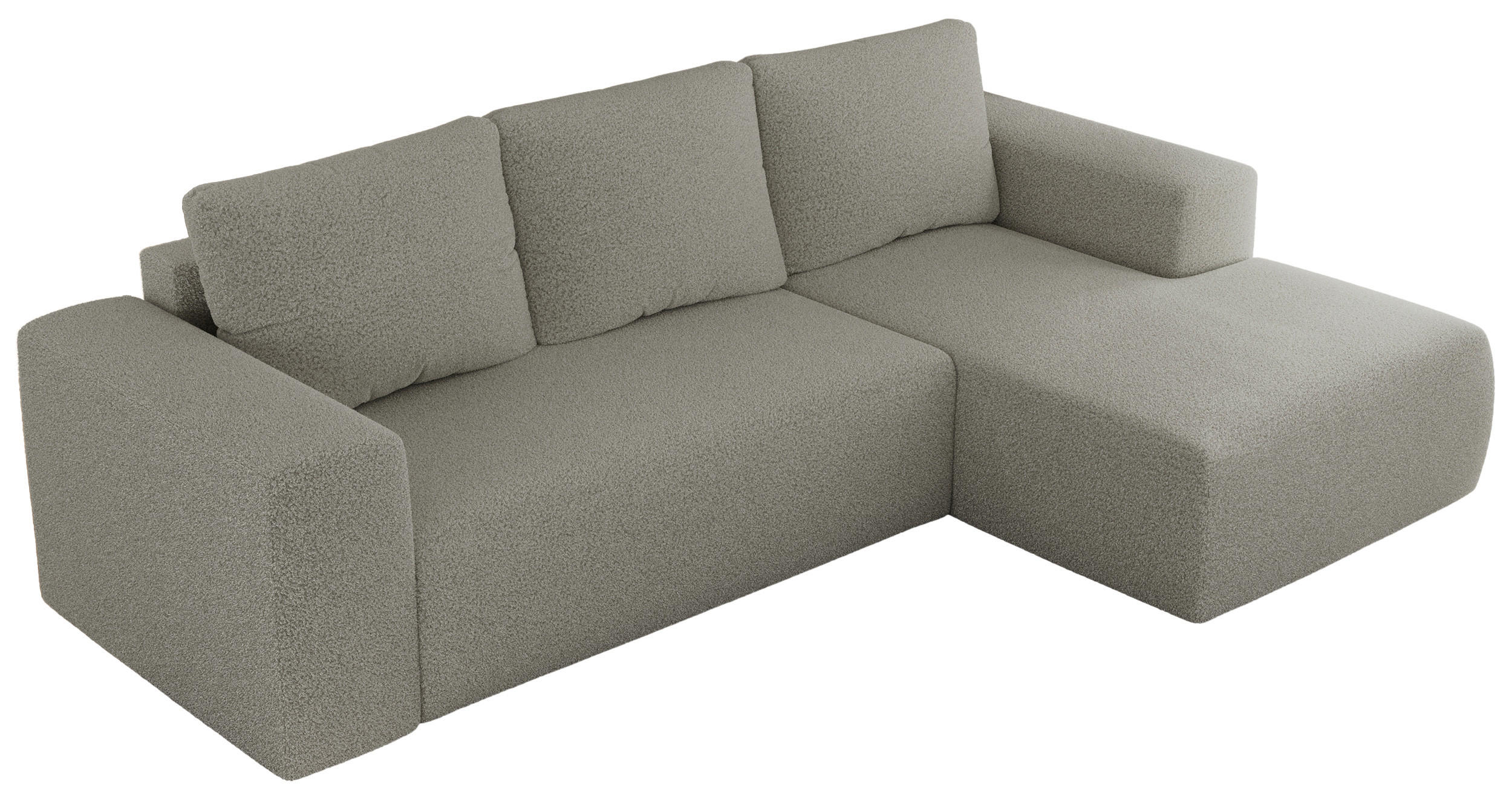 ECKSOFA TRENTINO L Hellgrau Boucle - Rechts - Hellgrau/Schwarz, Textil (164/266cm) - MKS
