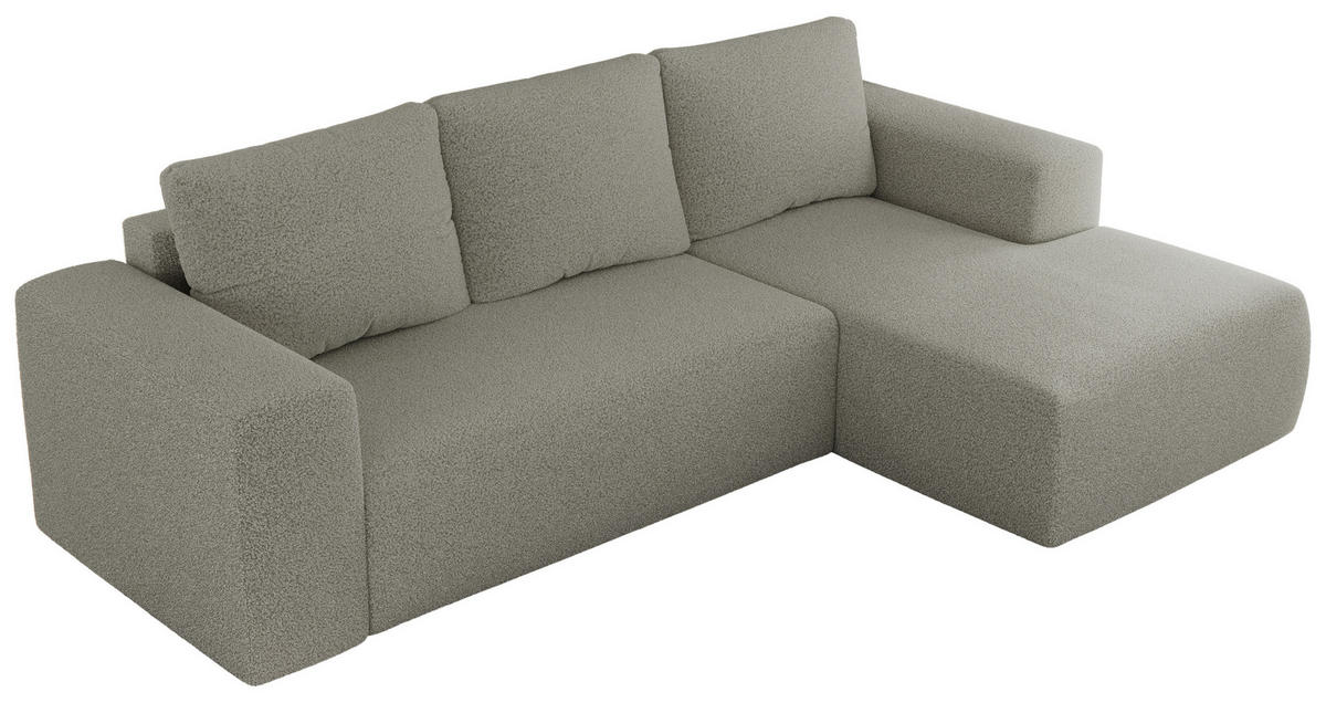 ECKSOFA TRENTINO L Hellgrau Boucle - Rechts - Hellgrau/Schwarz, Textil (164/266cm) - MKS