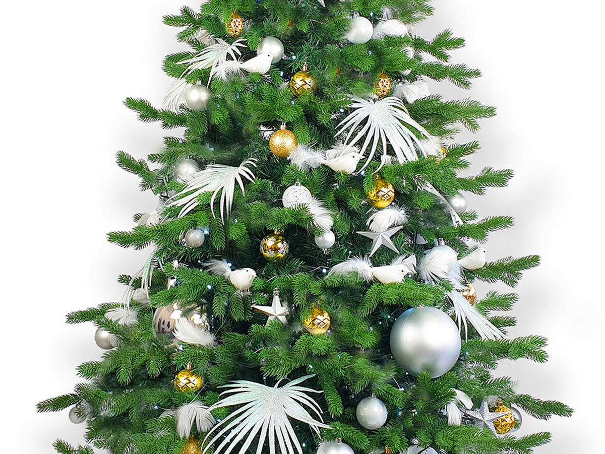 LAALU CHRISTBAUMKUGEL-SET 133 Stück in Luxusbox POLAR GOLD für Weihnachtsbäume 120-210 cm - Silberfarben/Goldfarben, Glas/Kunststoff (55/50/75cm) - LAALU