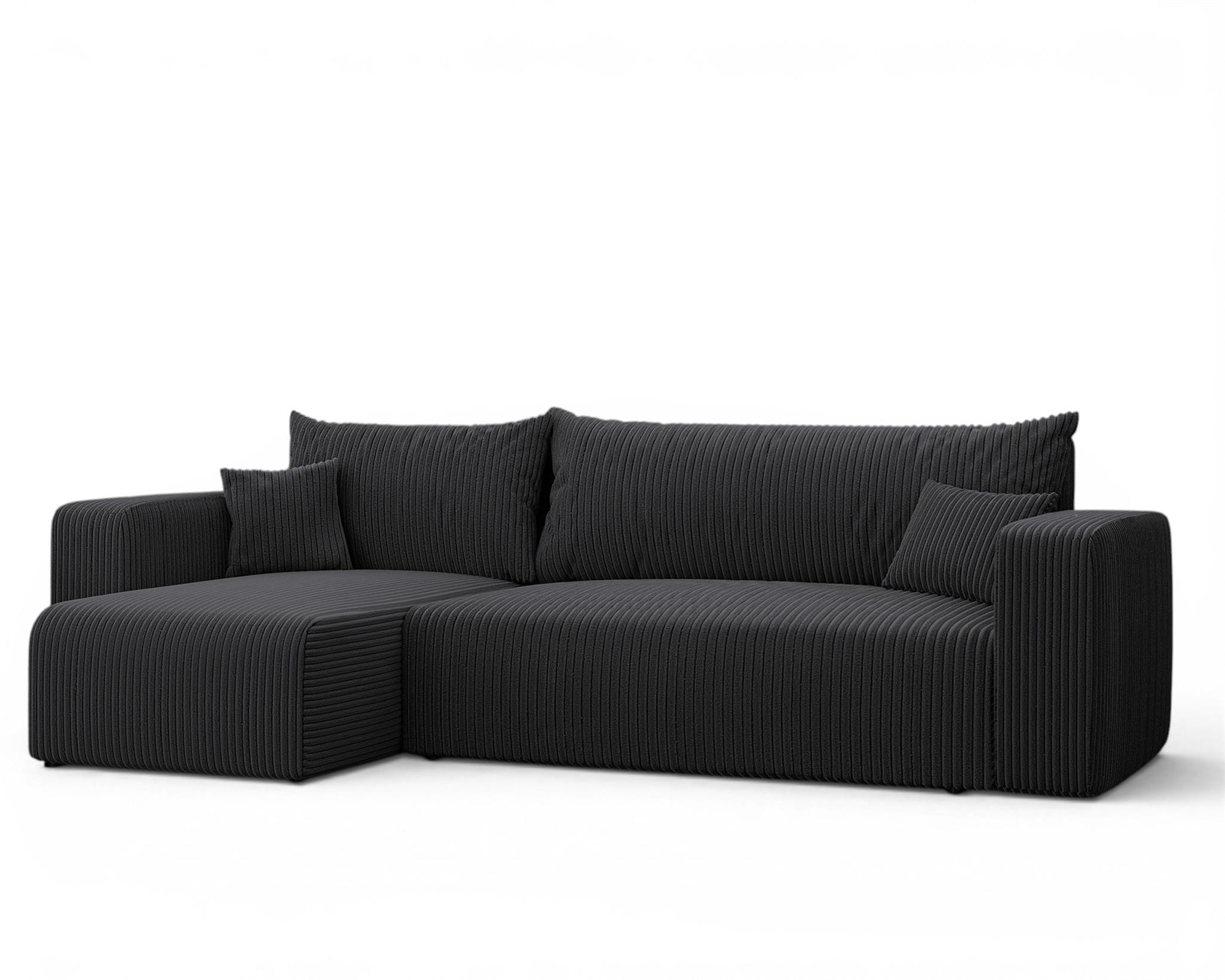 ECKSOFA Luna Mit Schlaffunktion - Dunkelgrau, Holzwerkstoff/Textil (248/145cm) - Fun Möbel