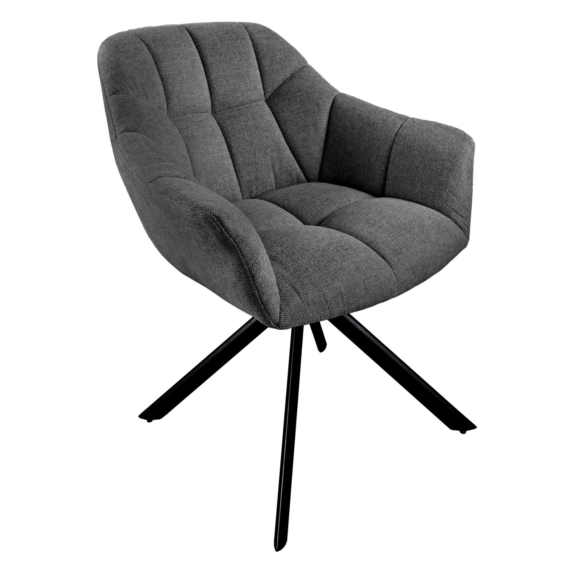 ARMLEHNSTUHL PAPILLON Strukturstoff Anthrazit, Schwarz - Schwarz/Grau, Textil/Metall (65/83/66cm) - riess-ambiente