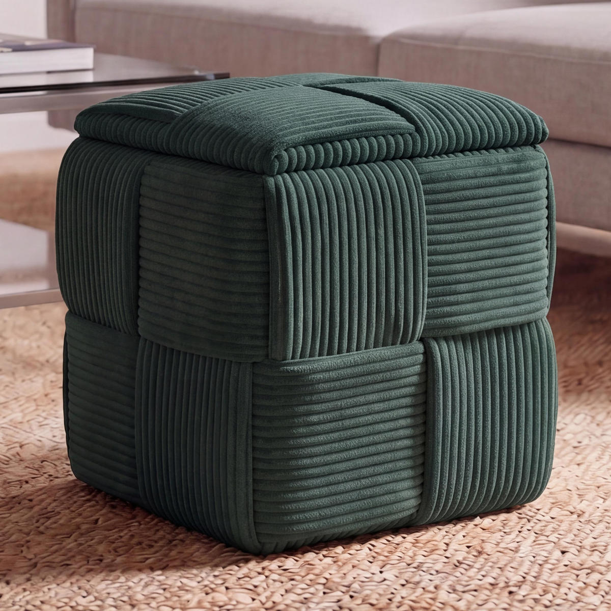 HOCKER Grün - Grün, Textil (40/43/40cm) - MCW
