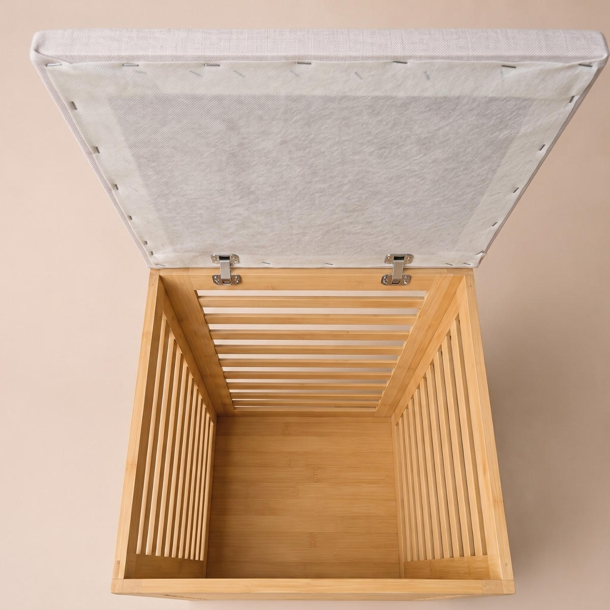 WÄSCHEKORB aus Bambus mit Sitzfläche 40/40/56 cm - Weiß, Naturmaterialien (40/56/40cm) - NUXIO