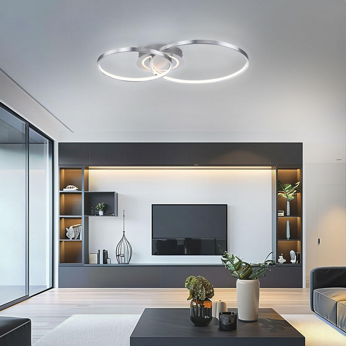 LED DECKENLEUCHTE Alu Silber Beweglich - Silberfarben, Metall (69/55/9cm)