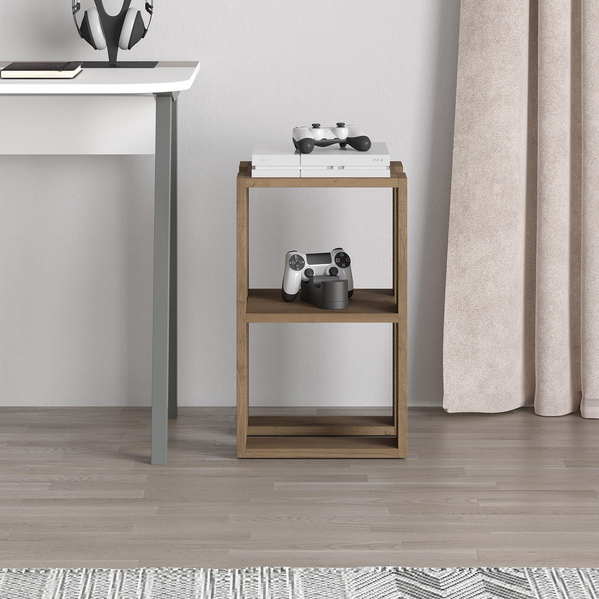 NACHTTISCH Lonie Dunkle Eiche 34/30/55 cm - Dunkelbraun, Holzwerkstoff (34/55/30cm) - Decortie