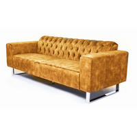 SOFA NILO Gold Velvet - Gelb/Silberfarben, Textil/Metall (220/77/87cm) - KAWOLA