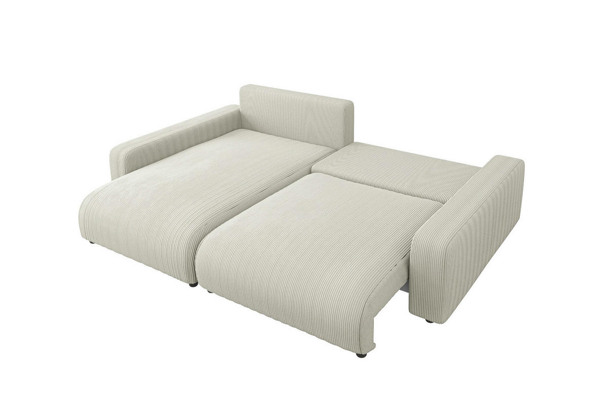 ECKSOFA Emma Beige Cord - Ottomane links - Beige, Textil (234/170cm) - S-Style Möbel