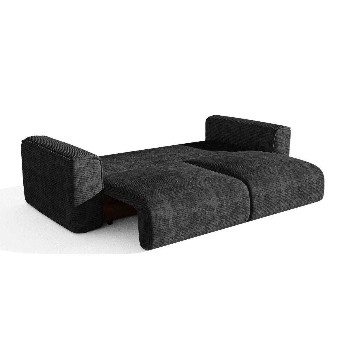 SCHLAFSOFA mit Stauraum COMO Cord Schwarz 254cm - Schwarz, Textil (254/78/95cm) - Premium Interiors