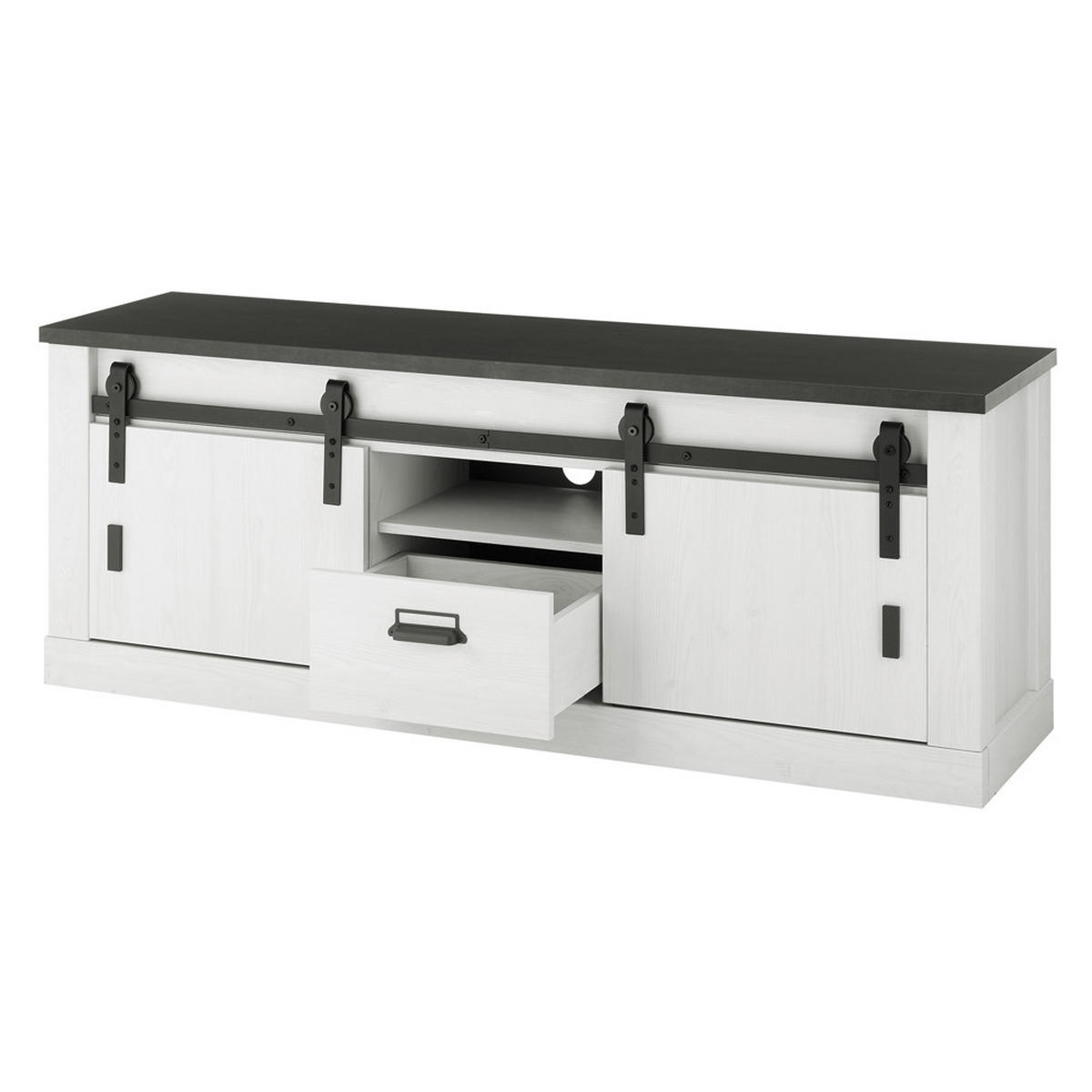 LOWBOARD Shelton-61 - Weiß, Holzwerkstoff (162/61/43cm) - Lomado